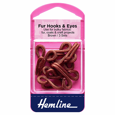 H402.BR Fur Hooks and Eyes: Brown - Size 3..